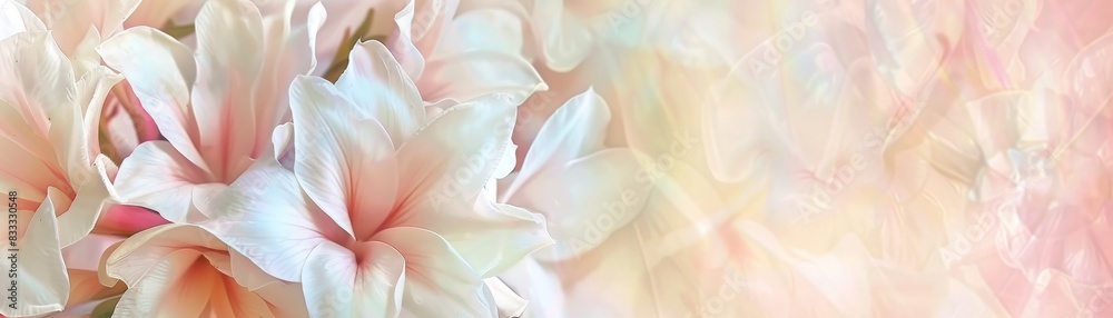 White lilies on a pastel background.