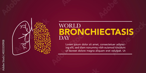 World Bronchiectasis Day Square Vector Illustrations. Teal. Blue and orange color. July 1. Pair of lungs inflamed with mucus caused by Bronchiectasis. Modern and minimalist concept