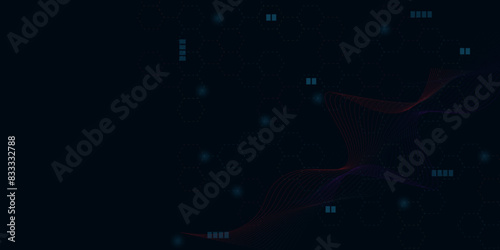 Blue data matrix simulation digital line and grid technology with futuristic HUD screen on blue background and vertical video abstract background concept. Technology blue background.
