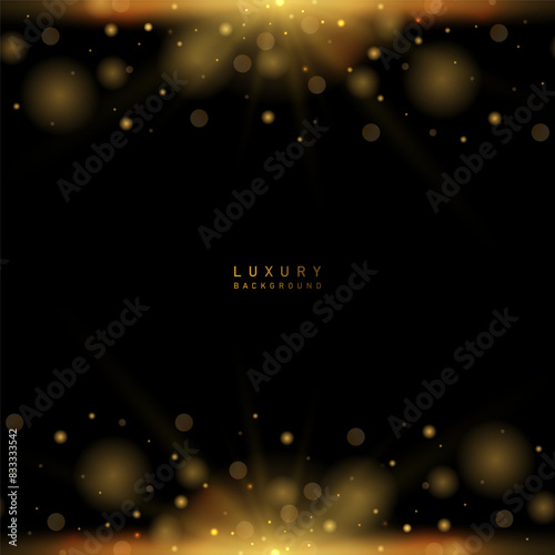 Abstract luxury golden sparkle in black backdrop. Vector illustration background