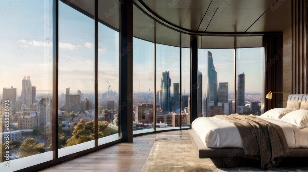A luxurious modern bedroom with sleek lines A luxurious modern bedroom with sleek lines