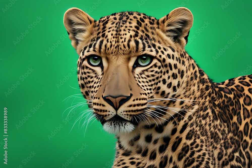 Leopard on Green Screen Background Leopard on Green Screen Background