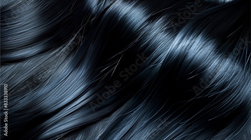 A dark, shiny illustration featuring close-up, wavy blonde and black hair textures with light and shadow accents