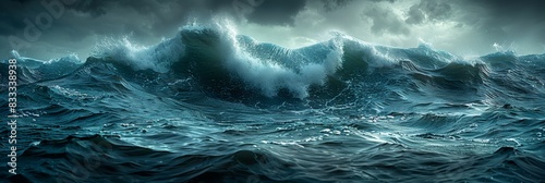 Ocean fury: massive wave crashing under stormy skies
