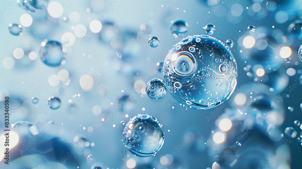 Close-up of water bubbles in a liquid environment. Close-up of water bubbles in a liquid environment.