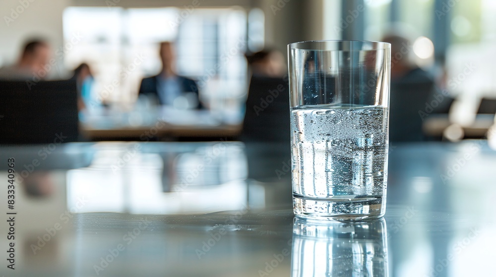 Glass of Water on Table During Golden Hour Business Meeting Glass of Water on Table During Golden Hour Business Meeting