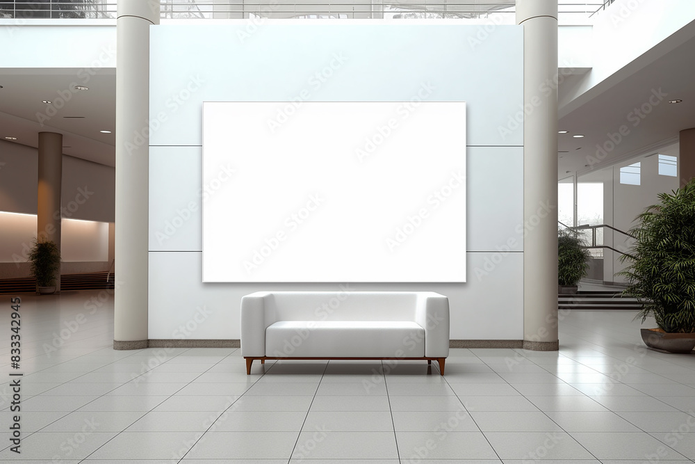 Blank billboard mockup in shopping center lobby Blank billboard mockup in shopping center lobby