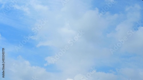 Timelapse of beautiful blue sky and white cloud with 4k resolution. The environment in the natural world.	