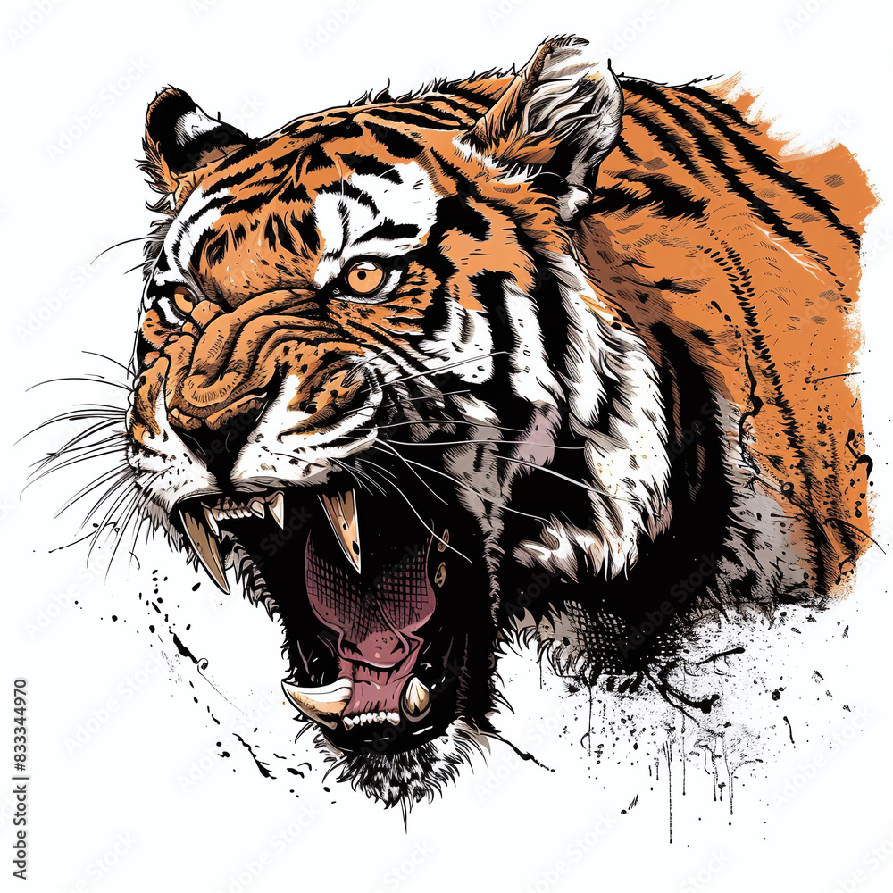 Tiger in Comic style on white background Tiger in Comic style on white background