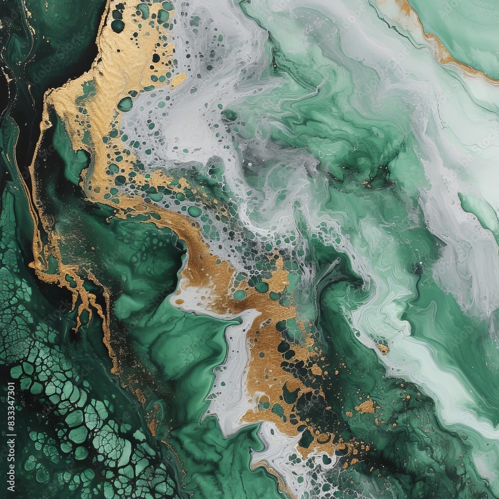Green white gold art painting marble texture - Abstract Background Green white gold art painting marble texture - Abstract Background