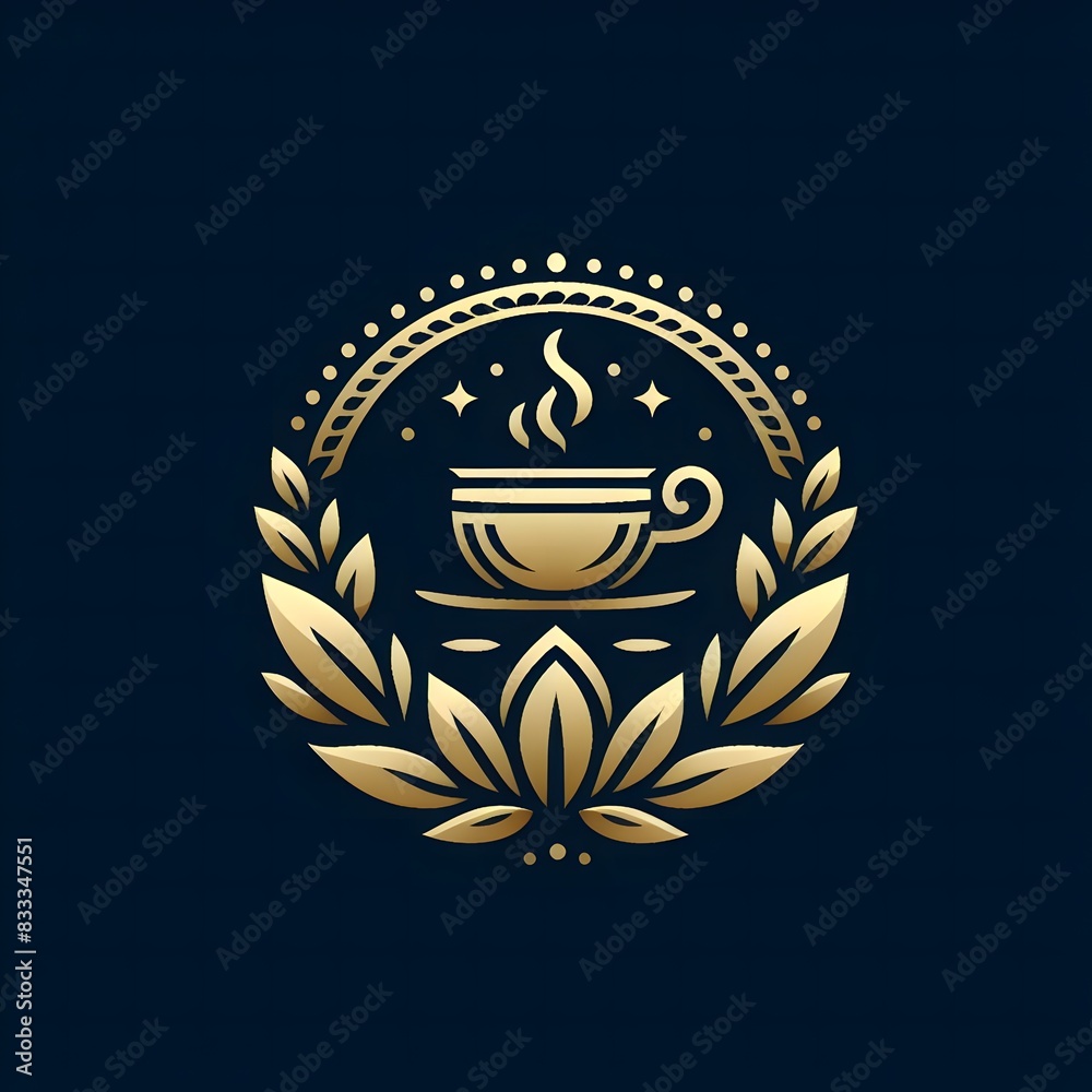 AI Generate of Luxury Cup of Tea, Tea Pot, Tea Leaf, Logo Concept Stock Vector with Dark Background AI Generate of Luxury Cup of Tea, Tea Pot, Tea Leaf, Logo Concept Stock Vector with Dark Background