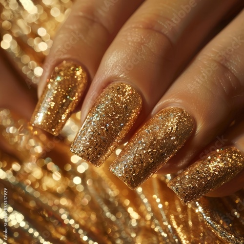 Sparkling gold glitter nails