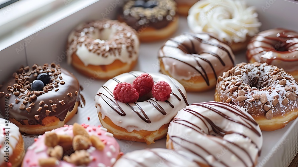 Delicious Chocolate donuts on White Plate Delicious Chocolate donuts on White Plate