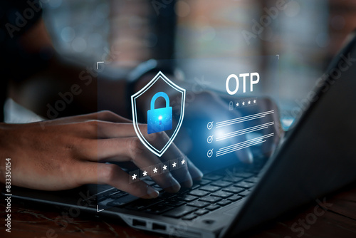 OTP One time password security authentication purchase transection, security of user login. photo