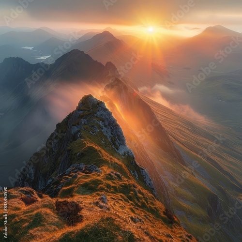 Dramatic mountain landscape at sunset