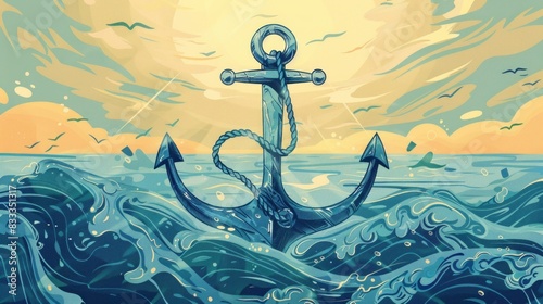 Nautical-themed illustration featuring an anchor