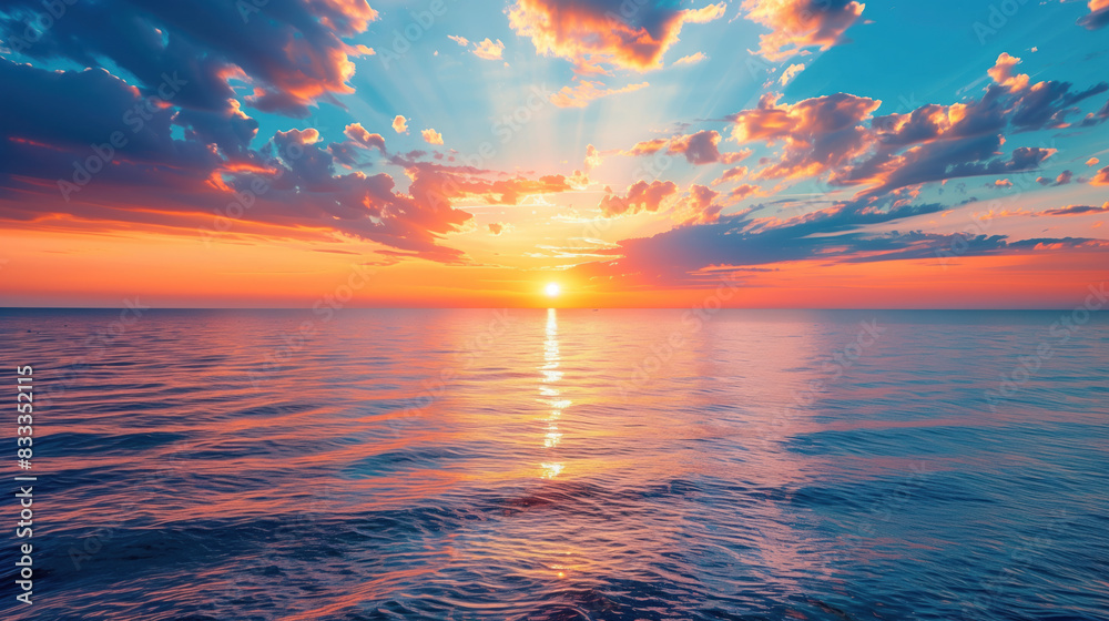Fototapeta premium Beautiful sunset on the sea beach