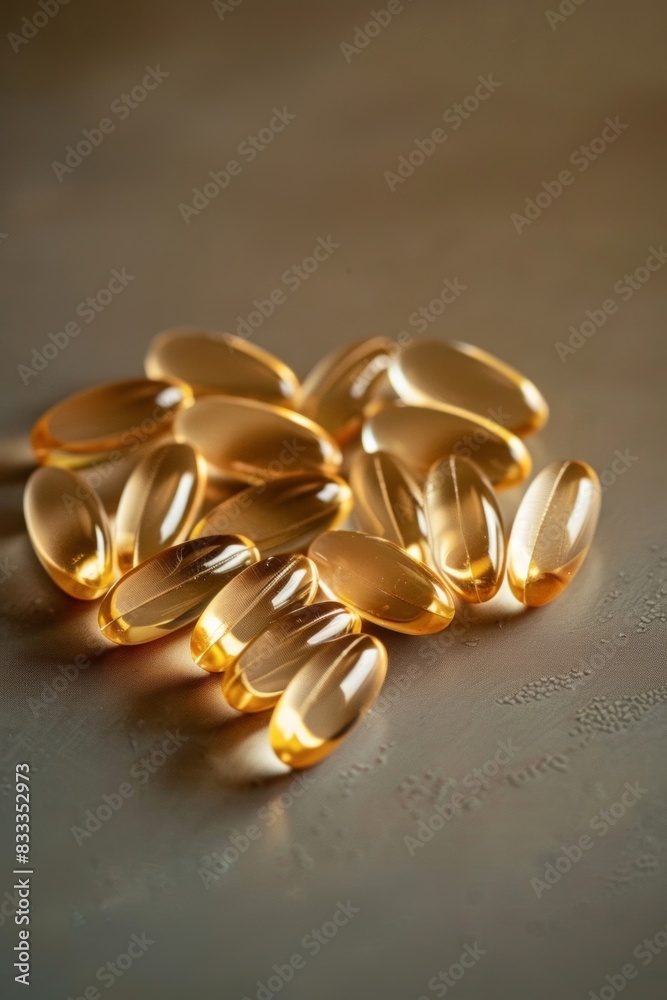 Vitamin E capsules are arranged in a heart shape. It symbolizes the health benefits of vitamins for the heart and overall health. Vitamin E capsules are arranged in a heart shape. It symbolizes the health benefits of vitamins for the heart and overall health.