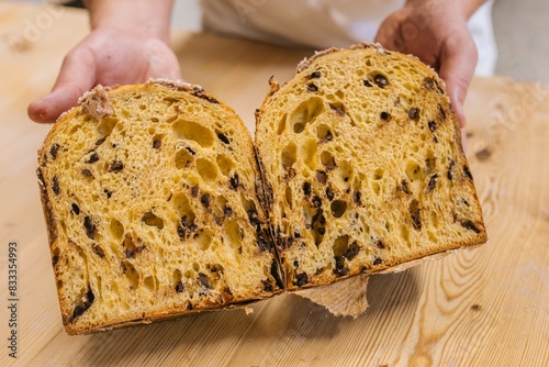 Traditional Fruit Bread with Dried Fruits and Nuts on Display