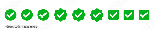 Checkmark icon. Check mark vector set. Isolated checkbox tick yes. Green ok sign.