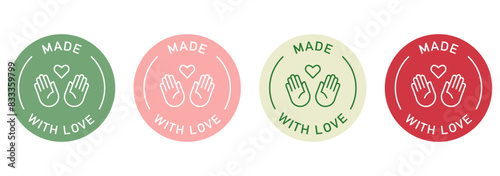 Handmade label vector design for packaging. Made with love icon.