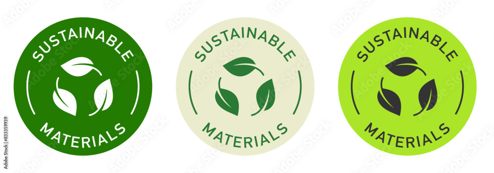 Sustainable materials vector design for packaging. Leaves icon. Recycling color sticker. Sustainable materials vector design for packaging. Leaves icon. Recycling color sticker.