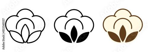 Cotton flower icon. Organic fabric color sticker.