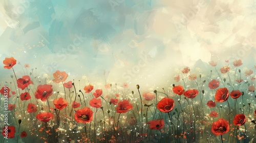 A meadow brimming with poppies © pngking