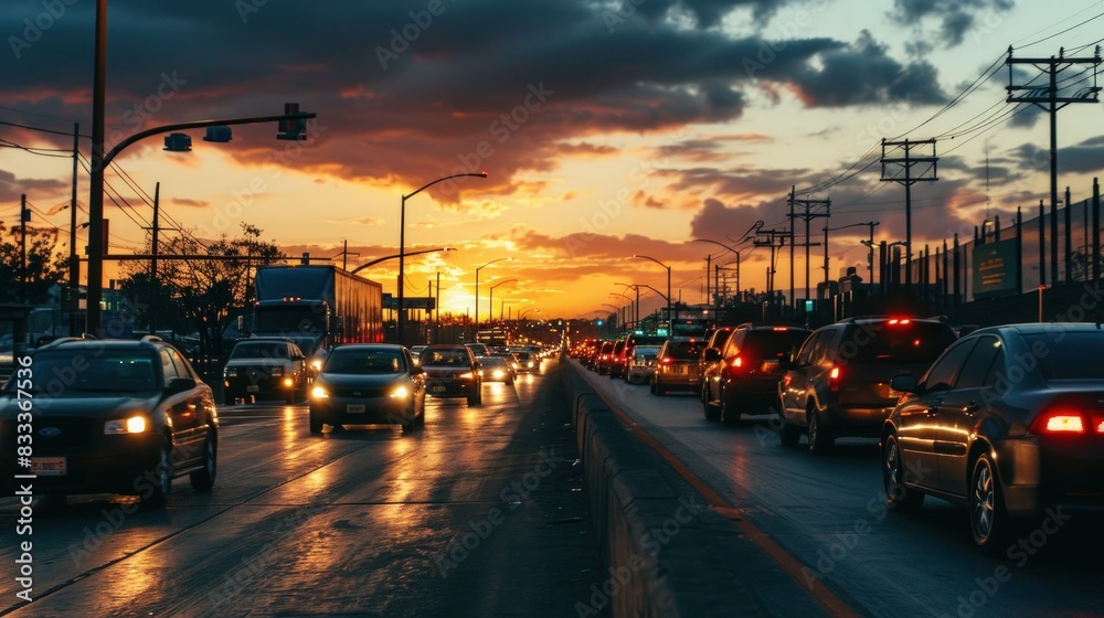 Dramatic Sunset Traffic.