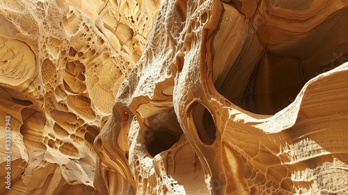 Abstract rock formation with intricate patterns and textures, showcasing the beauty of natural erosion. photo