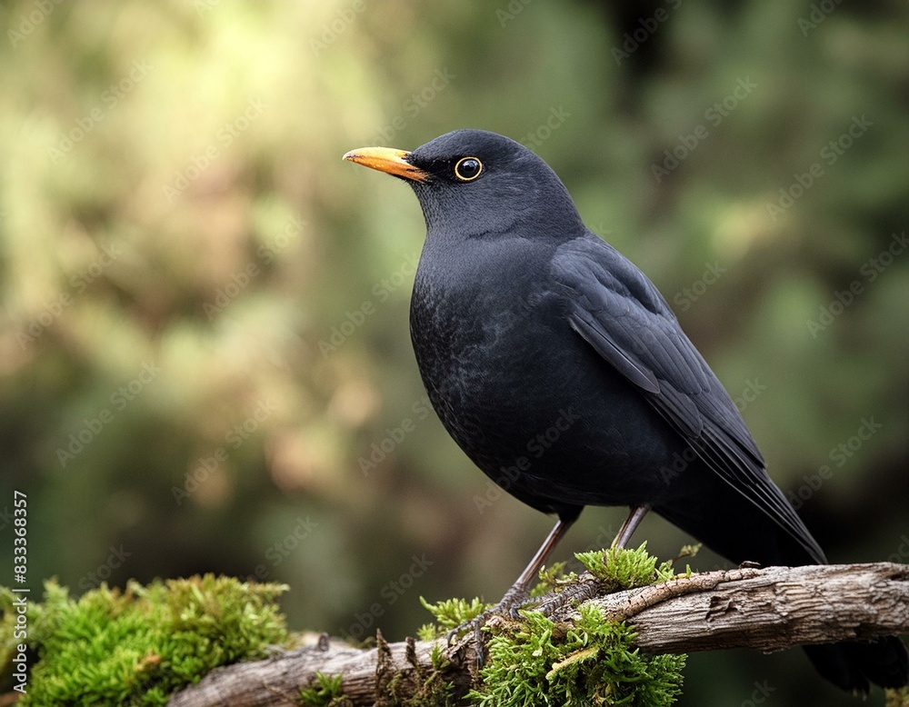 Amsel sitzt auf einem Zweig - Vogel Amsel sitzt auf einem Zweig - Vogel