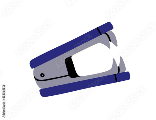 Staple remover, office tool. Metal extractor, stapler with curved jaws. Stationery, extracting accessory. Flat graphic vector illustration isolated on white background