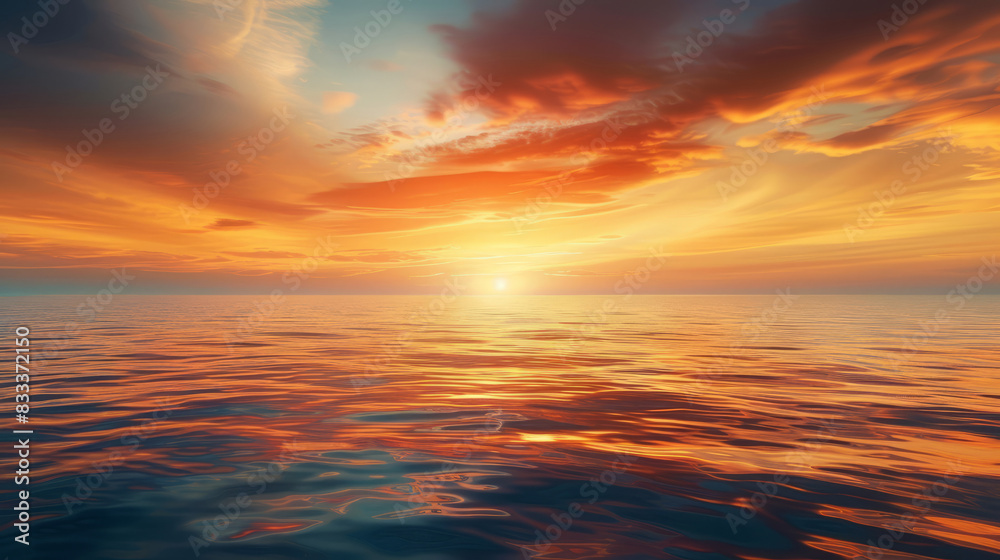 Fototapeta premium Stunning sunrise over calm sea with vibrant colors