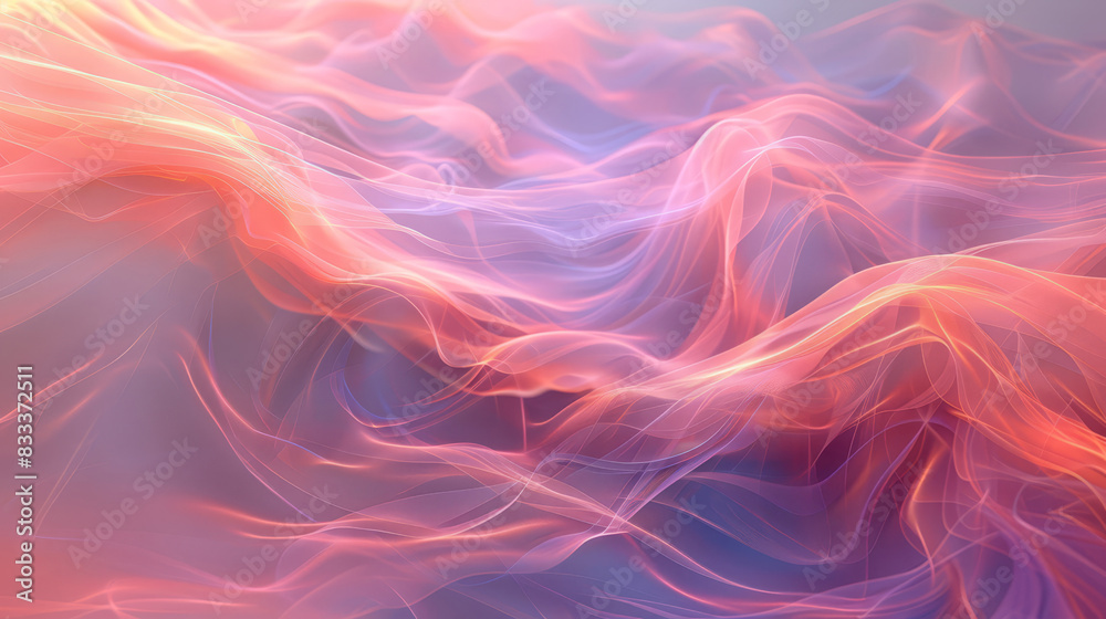 Serene design featuring flowing wavy lines in pastel pink and red for a smooth and modern look.