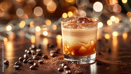 Glass of Drink Surrounded by Coffee Beans