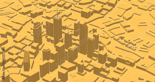 modern city panorama 3d illustration  