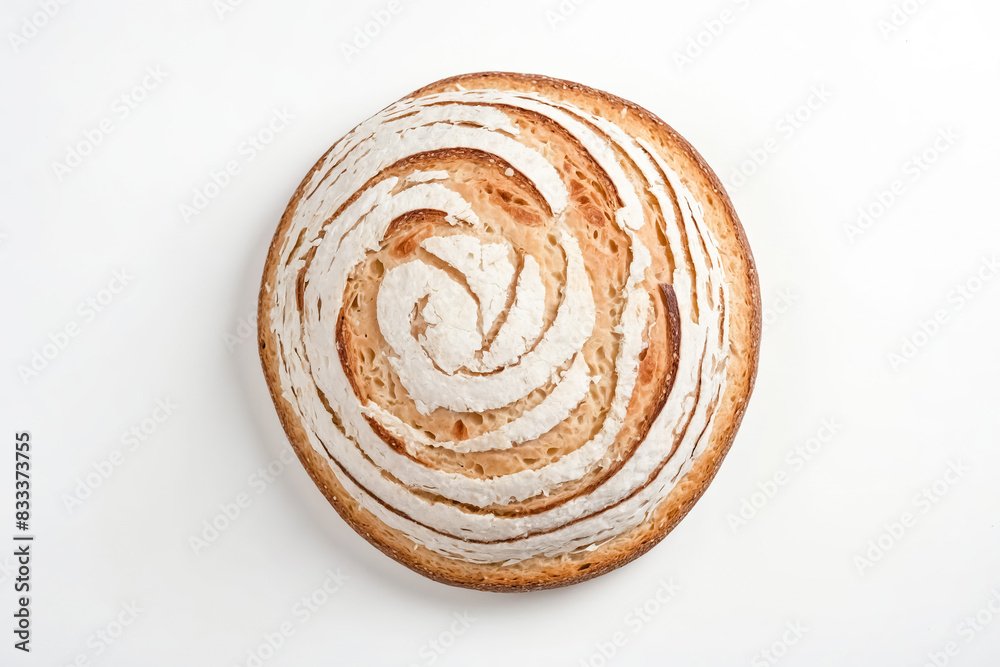 Freshly Baked Loaf of Bread with Spiral Design Freshly Baked Loaf of Bread with Spiral Design
