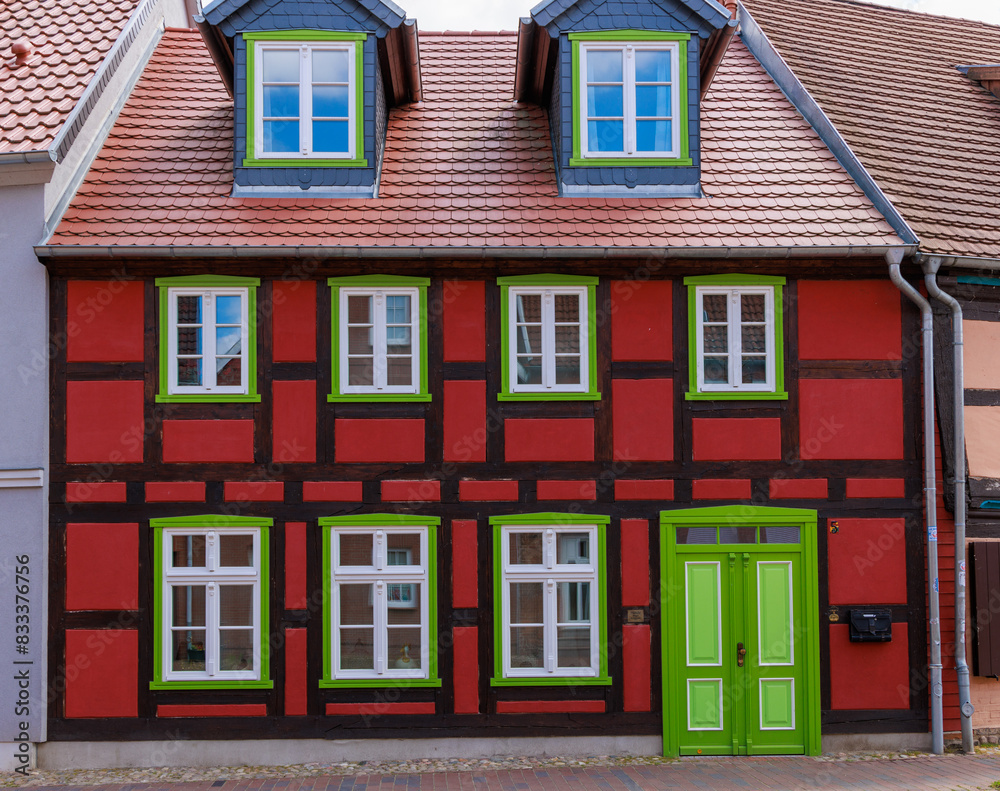 Fototapeta premium colorful renovated timber-frames house