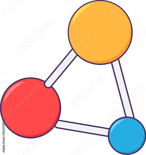 Structure of complex drug molecule icon. Volumetric lattice of substance, medical stroked cartoon element for modern and retro design. Simple color vector pictogram isolated on white background
