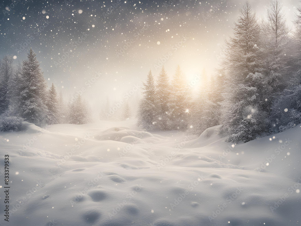 Fototapeta premium winter landscape with snow and trees