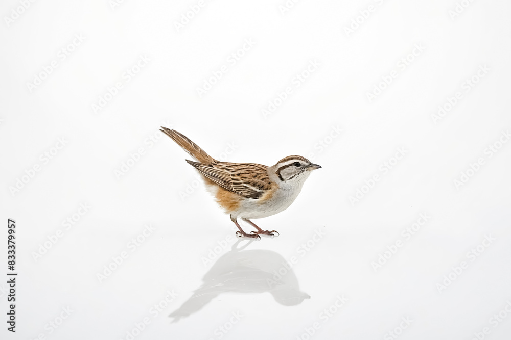 Brown-capped Rosy-finch standing on white background Brown-capped Rosy-finch standing on white background