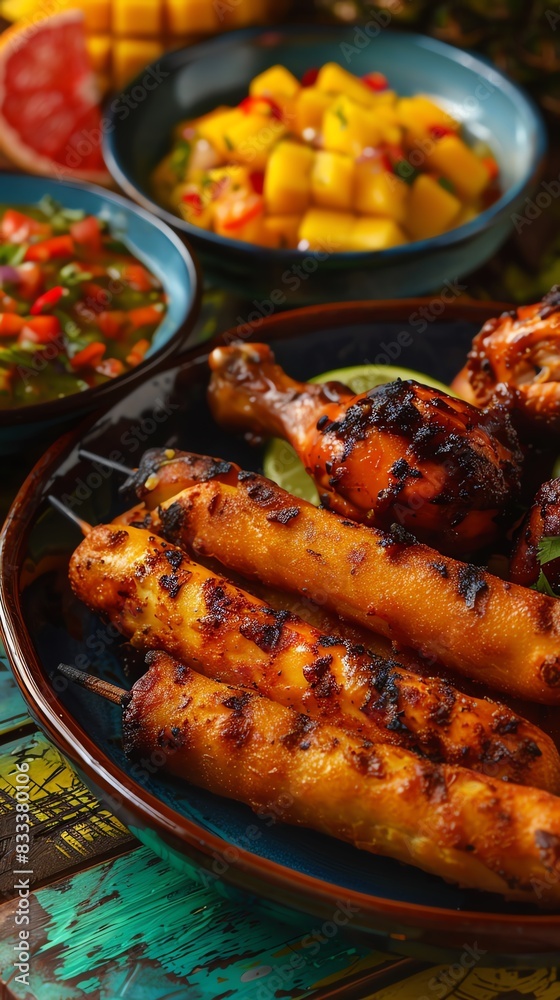 A delicious and healthy meal of grilled chicken and vegetables A delicious and healthy meal of grilled chicken and vegetables