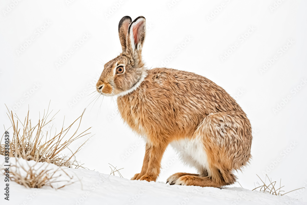 Naklejka premium European Hare in Winter Landscape