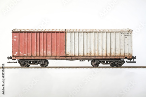 Red and White Freight Car on Tracks