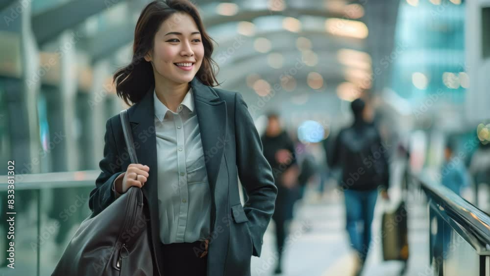 Young business woman walking in the city. Young business woman walking in the city.