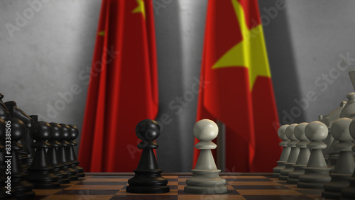 Photography Vietnam And China National Flags