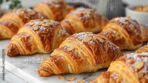 Freshly baked almond croissants.