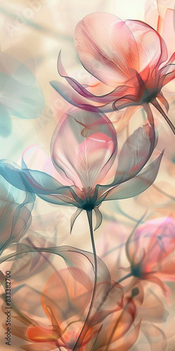 Abstract Floral Serenity Wallpaper in pastel colors