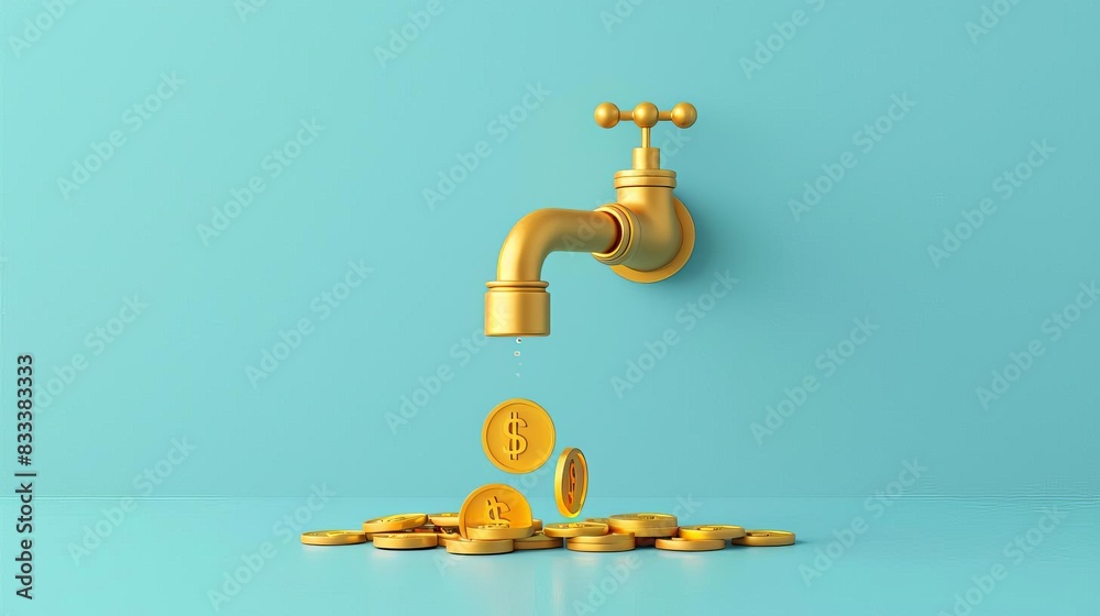 Φωτογραφία Cash Flow Management An icon of a water faucet with coins flowing out, symbolizi