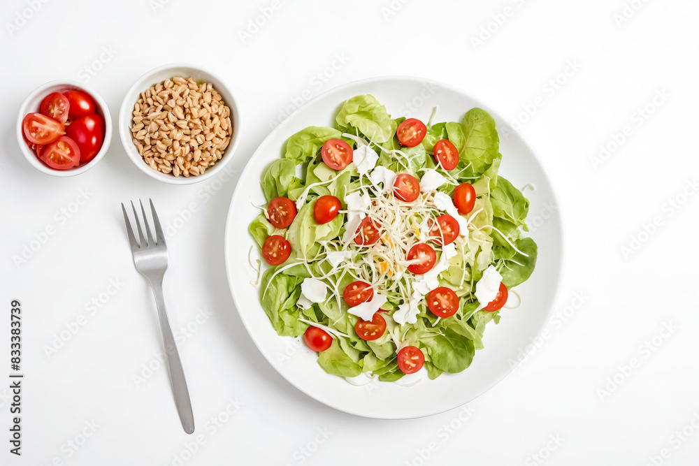 Fresh Green Salad with Cherry Tomatoes and Feta Cheese Fresh Green Salad with Cherry Tomatoes and Feta Cheese
